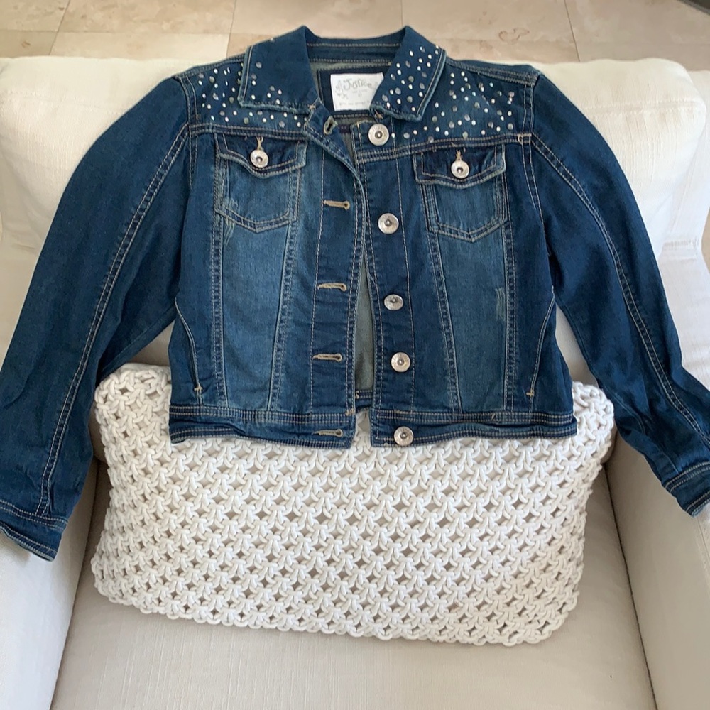 Justice Jean jacket with rhinestone detail